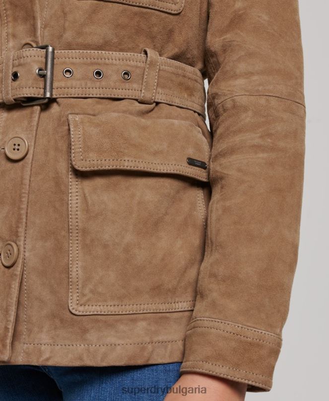 Superdry облекло N00H3522 бежово Жени студийно велурено сафари яке