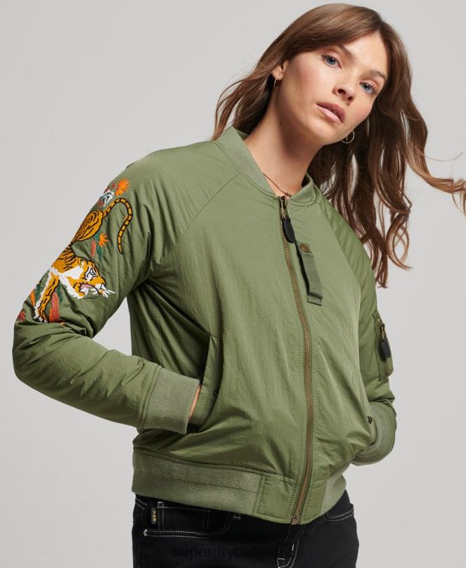 Superdry облекло N00H3523 каки Жени винтидж военно яке суикаджан