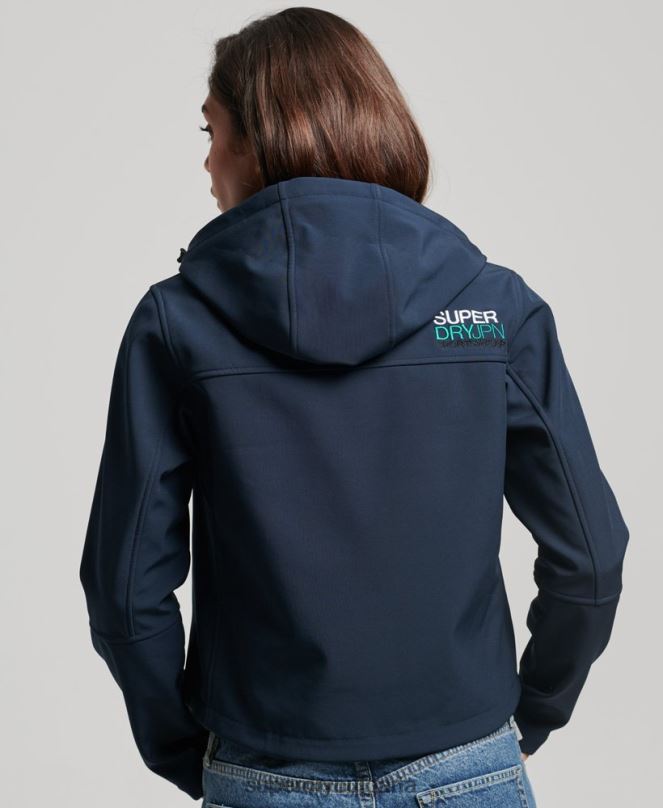 Superdry облекло N00H3524 военноморски флот Жени софтшел яке с качулка code trekker