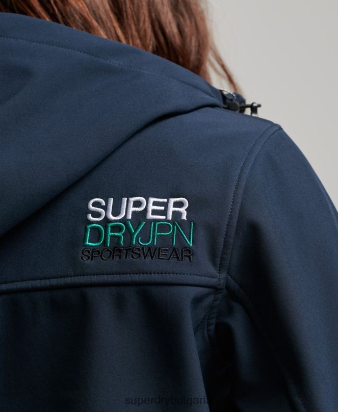 Superdry облекло N00H3524 военноморски флот Жени софтшел яке с качулка code trekker