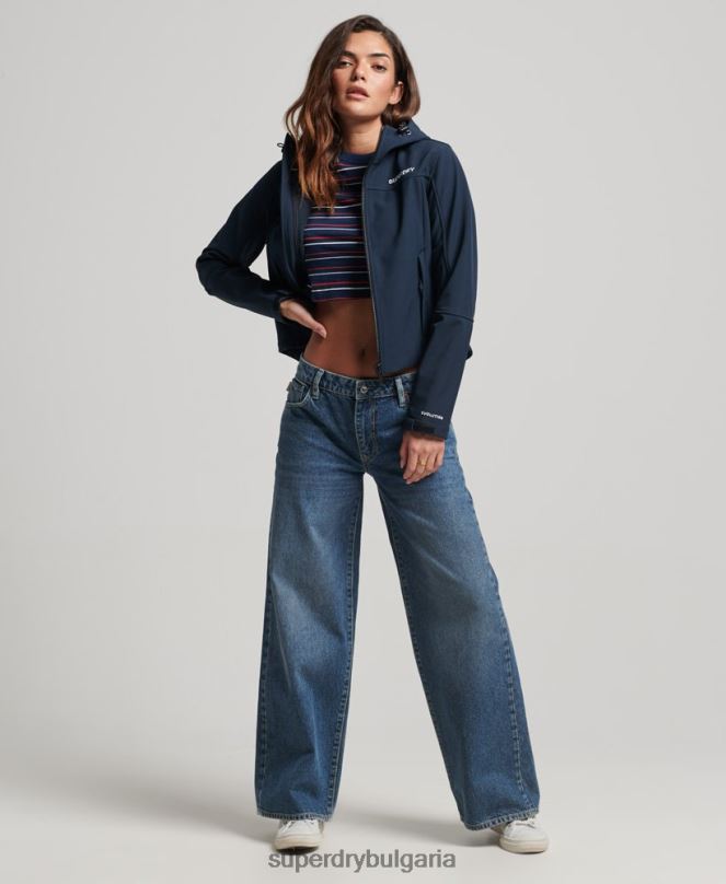 Superdry облекло N00H3524 военноморски флот Жени софтшел яке с качулка code trekker