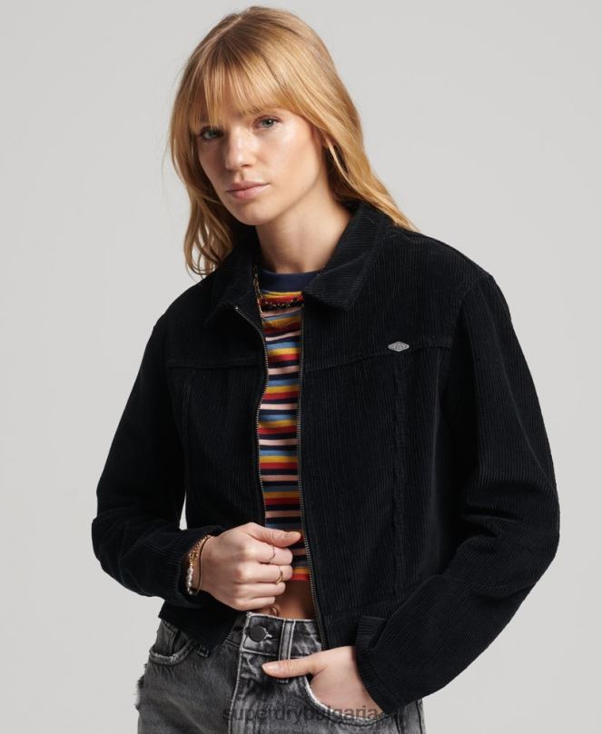 Superdry облекло N00H3526 черен Жени съкратено сако от шнур