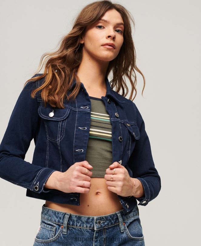 Superdry облекло N00H3528 военноморски флот Жени работно облекло скъсено яке