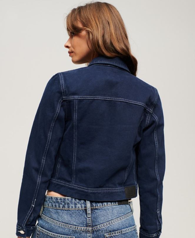 Superdry облекло N00H3528 военноморски флот Жени работно облекло скъсено яке