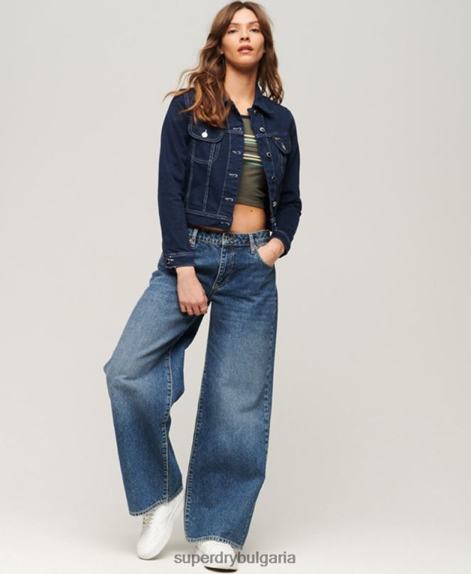Superdry облекло N00H3528 военноморски флот Жени работно облекло скъсено яке