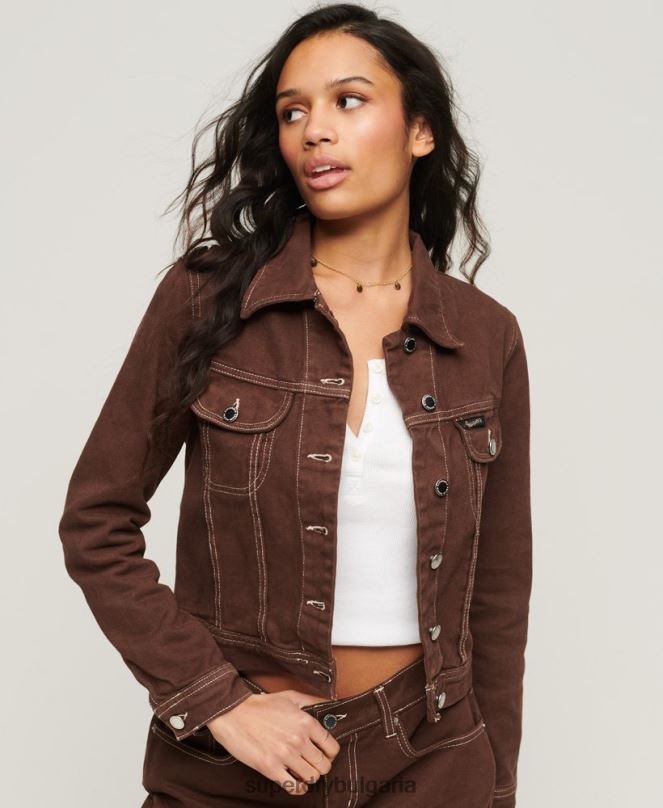 Superdry облекло N00H3532 кафяво Жени работно облекло скъсено яке