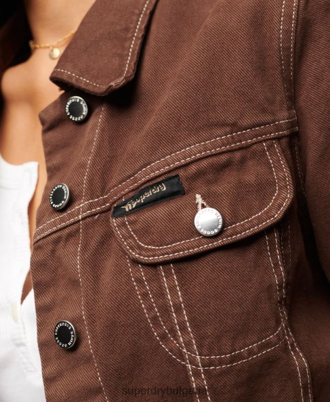 Superdry облекло N00H3532 кафяво Жени работно облекло скъсено яке