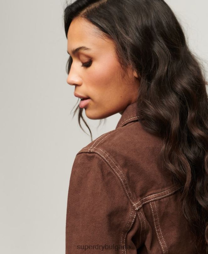 Superdry облекло N00H3532 кафяво Жени работно облекло скъсено яке