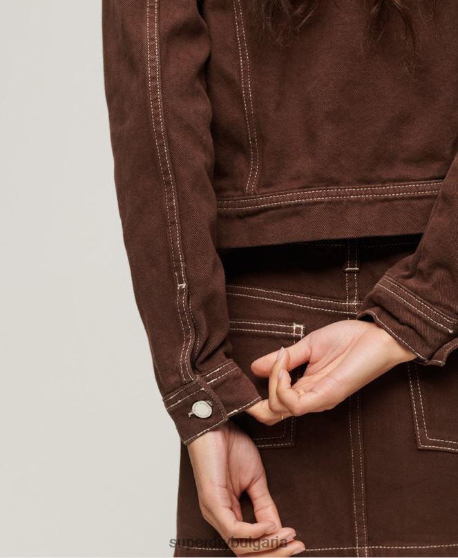 Superdry облекло N00H3532 кафяво Жени работно облекло скъсено яке