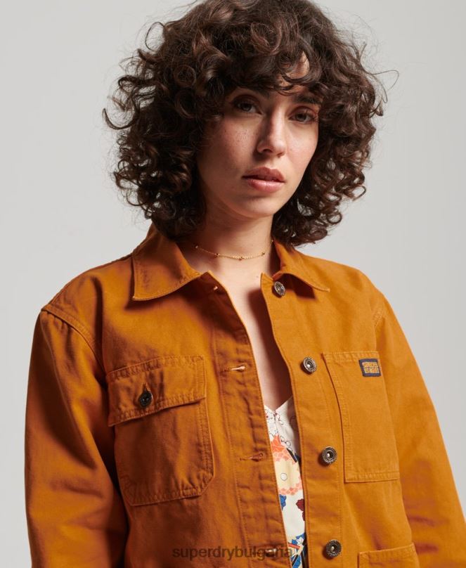 Superdry облекло N00H3538 кафяво Жени ретро яке от органичен памук