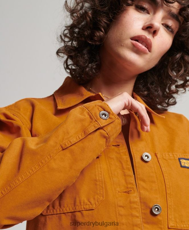 Superdry облекло N00H3538 кафяво Жени ретро яке от органичен памук