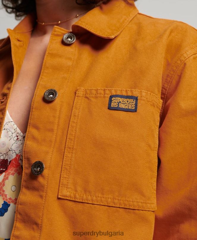 Superdry облекло N00H3538 кафяво Жени ретро яке от органичен памук