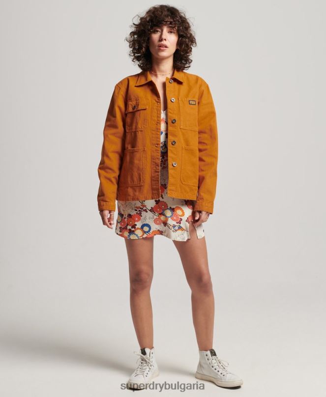 Superdry облекло N00H3538 кафяво Жени ретро яке от органичен памук