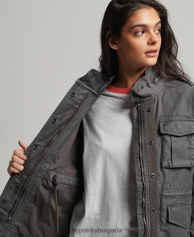 Superdry облекло N00H3539 тъмно сив Жени винтидж яке m65