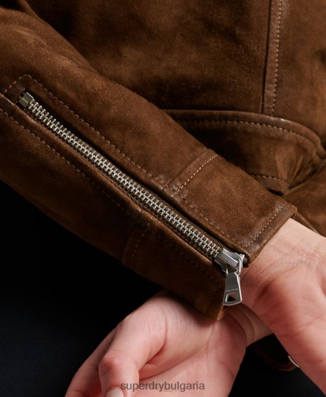 Superdry облекло N00H3541 кафяво Жени пустинно велурено яке