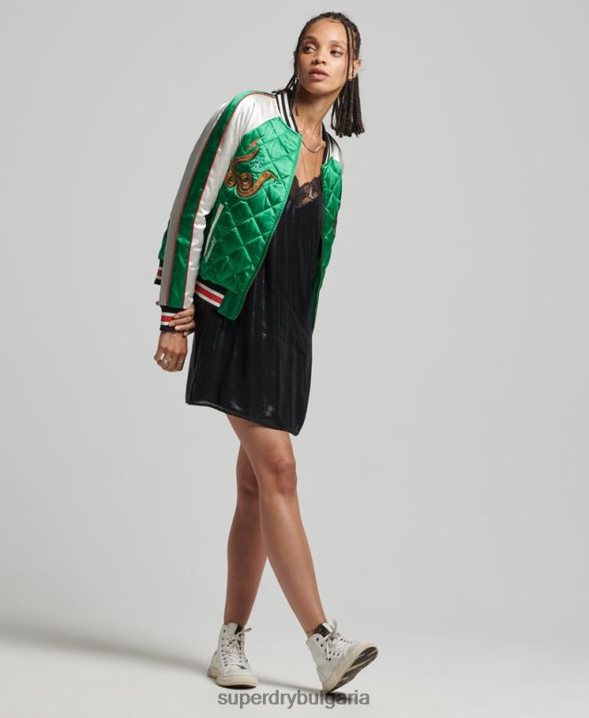 Superdry облекло N00H3543 зелено Жени suika бомбър яке