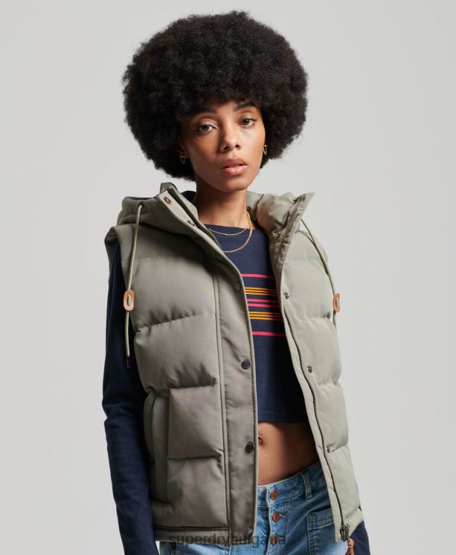 Superdry облекло N00H3547 каки Жени ретро жилетка Everest с качулка