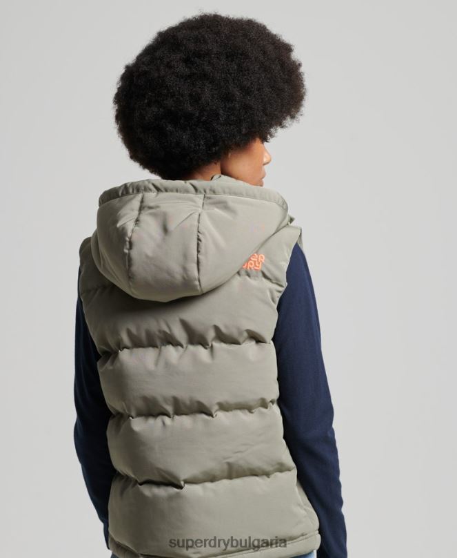Superdry облекло N00H3547 каки Жени ретро жилетка Everest с качулка
