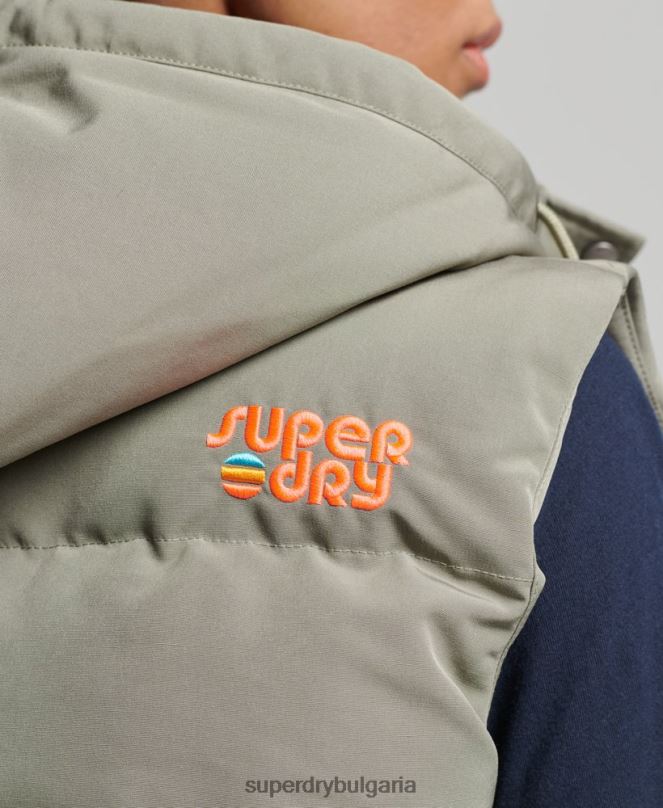 Superdry облекло N00H3547 каки Жени ретро жилетка Everest с качулка
