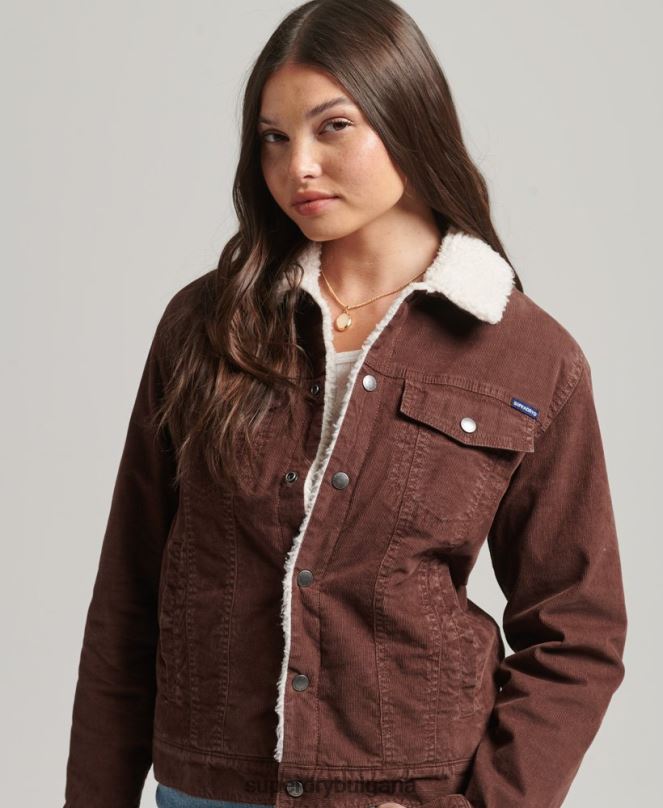 Superdry облекло N00H3548 кафяво Жени шерпа жилетка на камион