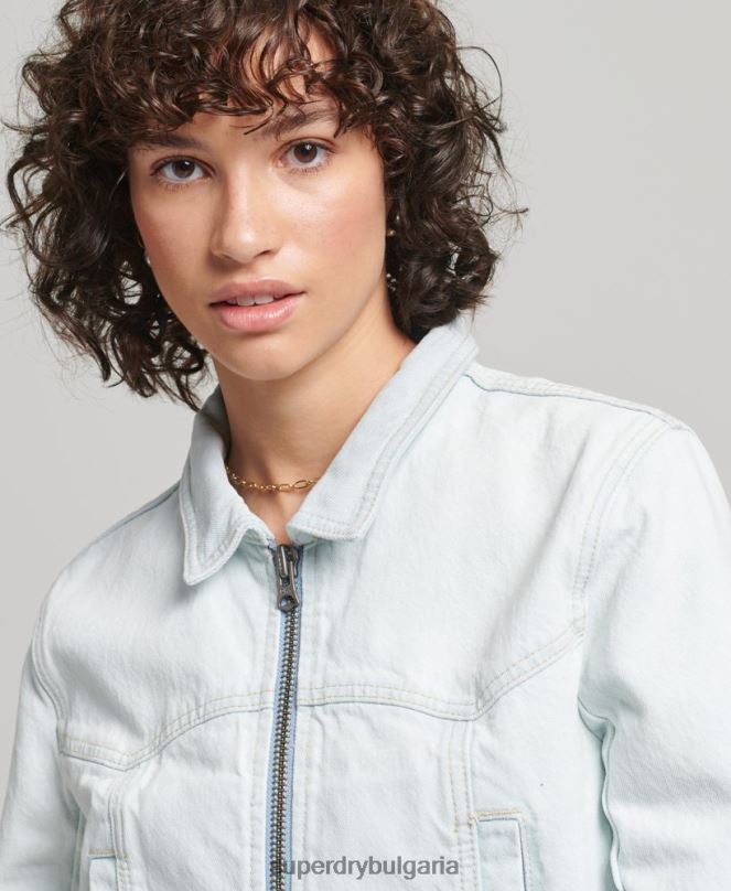 Superdry облекло N00H3552 светло синьо Жени инди клубно дънково яке