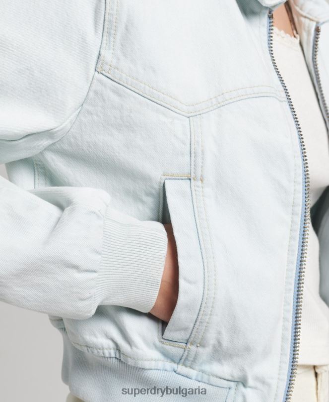 Superdry облекло N00H3552 светло синьо Жени инди клубно дънково яке