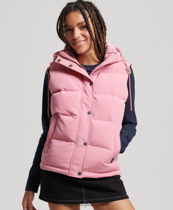 Superdry облекло N00H3556 розово Жени ретро жилетка Everest с качулка