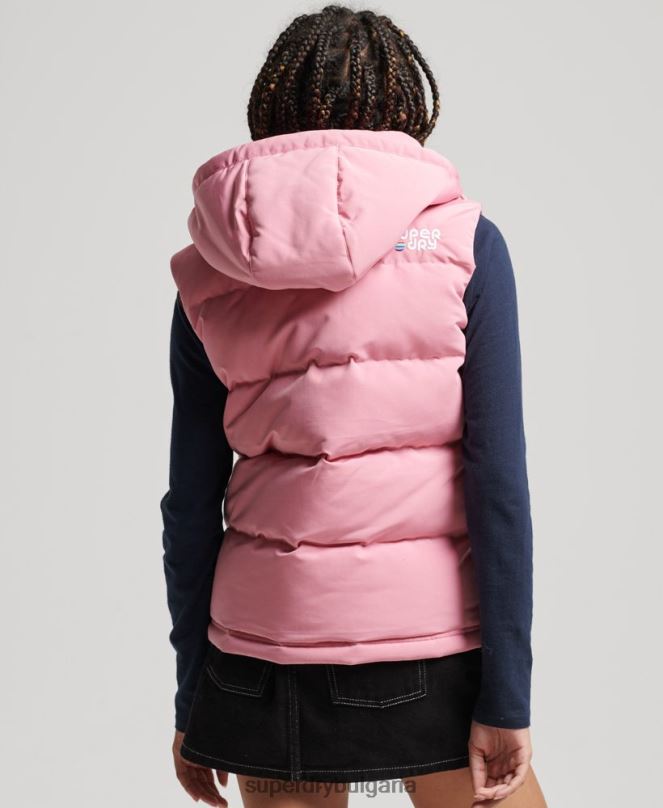 Superdry облекло N00H3556 розово Жени ретро жилетка Everest с качулка