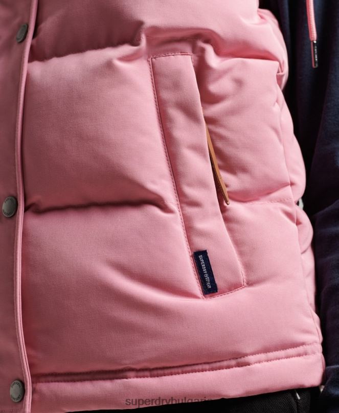 Superdry облекло N00H3556 розово Жени ретро жилетка Everest с качулка