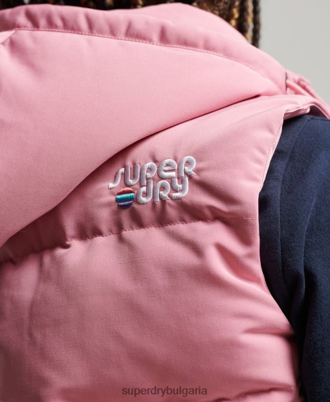 Superdry облекло N00H3556 розово Жени ретро жилетка Everest с качулка