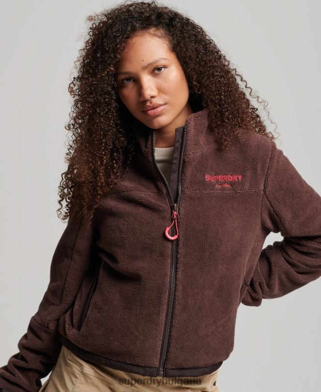 Superdry облекло N00H3559 кафяво Жени поларено трекер яке