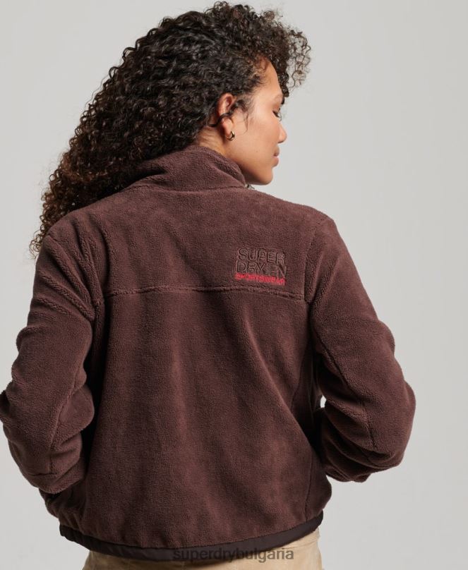 Superdry облекло N00H3559 кафяво Жени поларено трекер яке