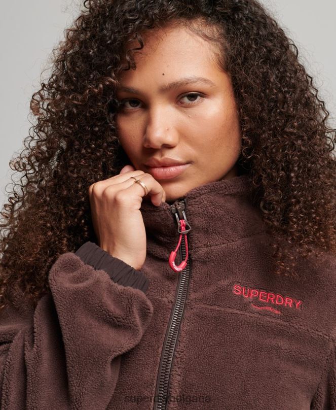 Superdry облекло N00H3559 кафяво Жени поларено трекер яке