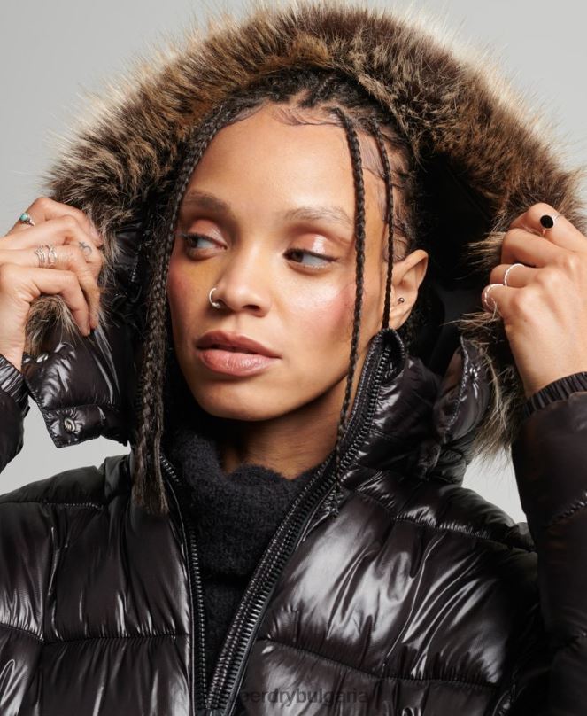 Superdry облекло N00H3562 черен Жени планинско яке Fuji Shine с парагади