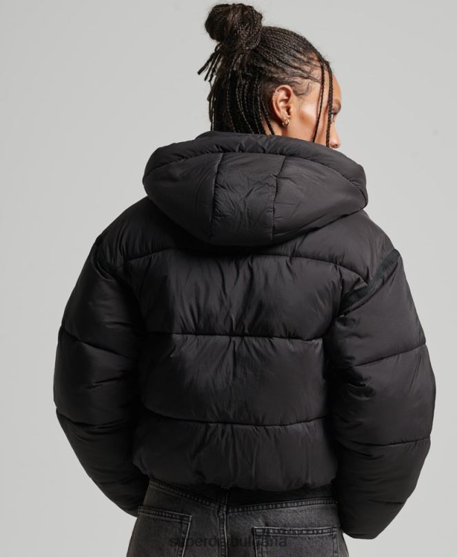 Superdry облекло N00H3564 черен Жени изрязано пухено яке с пашкул