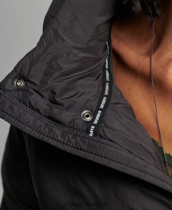 Superdry облекло N00H3564 черен Жени изрязано пухено яке с пашкул