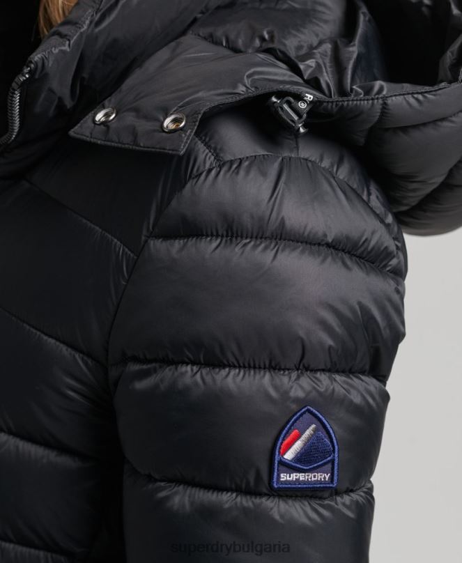 Superdry облекло N00H3565 черен Жени класическо пухено яке с качулка