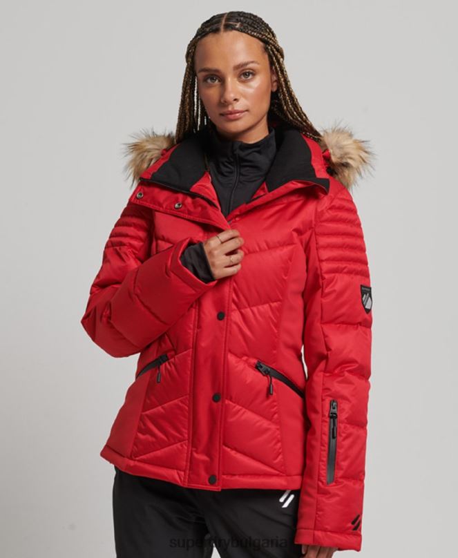Superdry облекло N00H3566 червен Жени снежно луксозно пухено яке