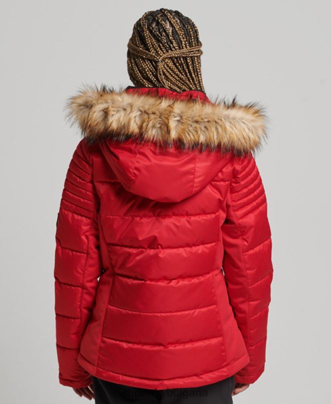 Superdry облекло N00H3566 червен Жени снежно луксозно пухено яке