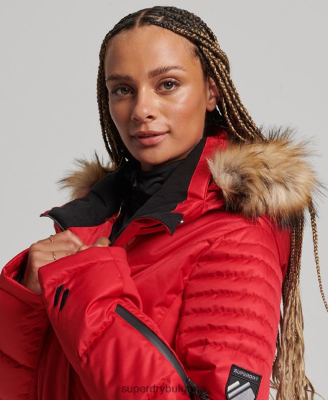 Superdry облекло N00H3566 червен Жени снежно луксозно пухено яке