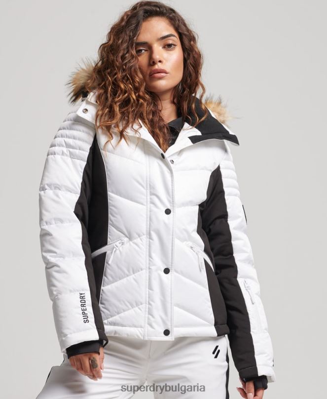 Superdry облекло N00H3567 бяло Жени снежно луксозно пухено яке