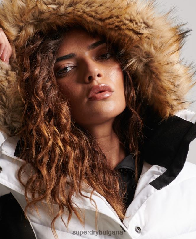 Superdry облекло N00H3567 бяло Жени снежно луксозно пухено яке