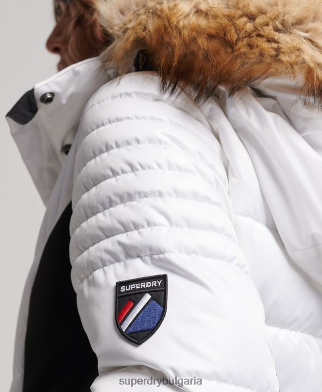 Superdry облекло N00H3567 бяло Жени снежно луксозно пухено яке