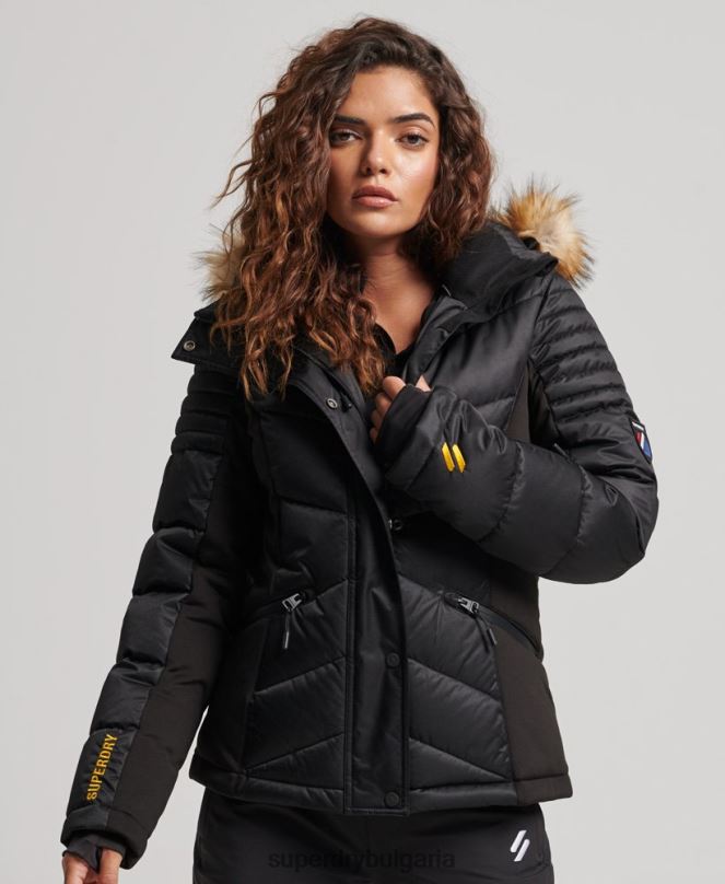 Superdry облекло N00H3568 черен Жени снежно луксозно пухено яке