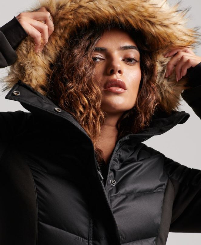 Superdry облекло N00H3568 черен Жени снежно луксозно пухено яке