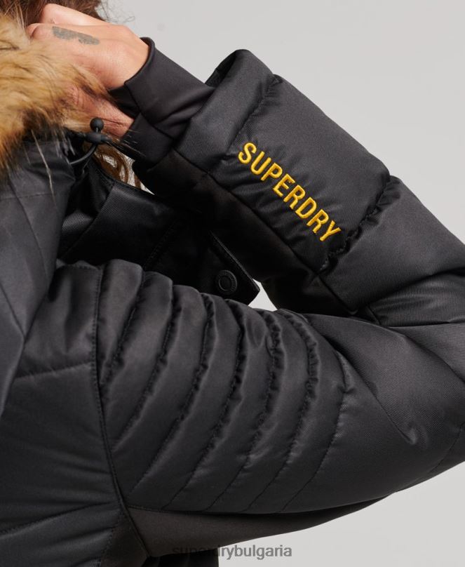 Superdry облекло N00H3568 черен Жени снежно луксозно пухено яке
