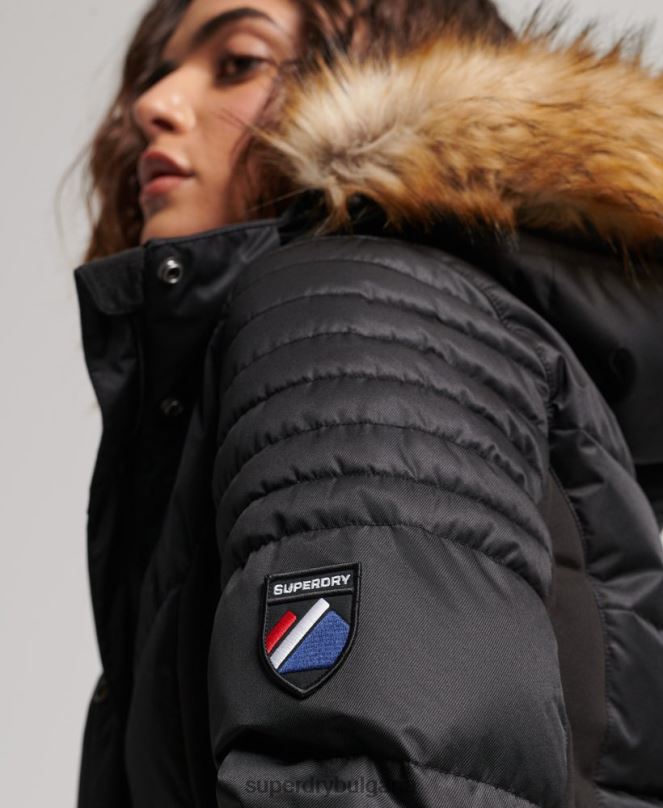 Superdry облекло N00H3568 черен Жени снежно луксозно пухено яке