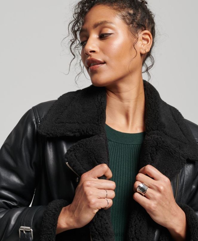 Superdry облекло N00H3569 черен Жени кожено авиаторско яке studios