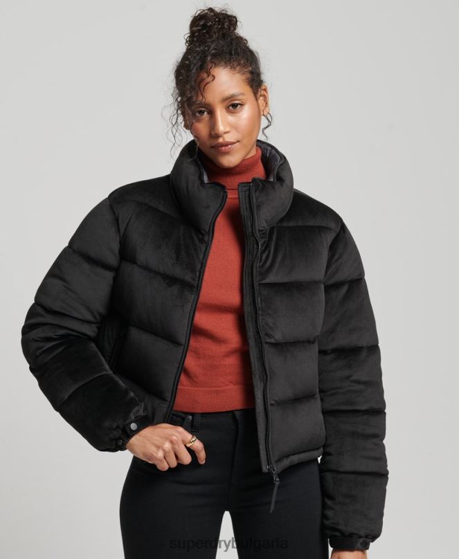 Superdry облекло N00H3570 черен Жени студийно кадифено яке