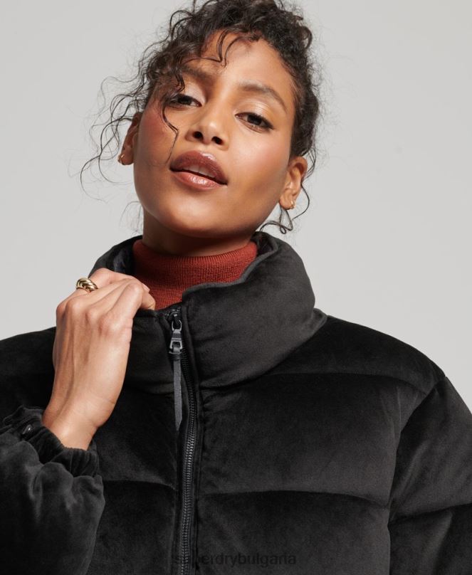 Superdry облекло N00H3570 черен Жени студийно кадифено яке